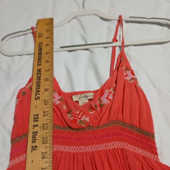 Twenty One S adjustable spaghetti strap v neck empire waist maxi sundress Coral - Picture 9 of 11